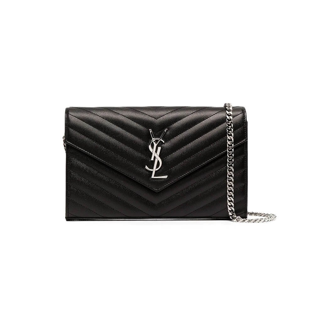 1-432.jpg Saint Laurent Chain-strap YSL-plaque grained-leather wallet - 图片 1