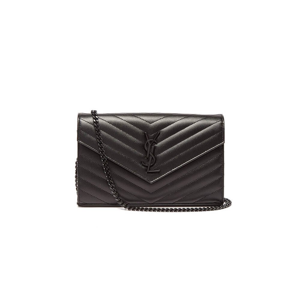 1-433.jpg Saint Laurent Chain-strap YSL-plaque grained-leather wallet - 图片 1