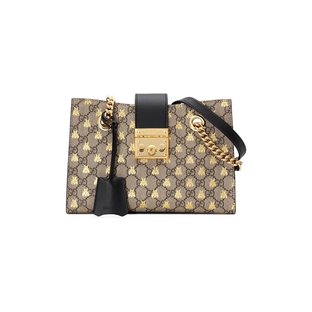1-741.jpg GG Padlock small GG bees shoulder bag - 图片 1