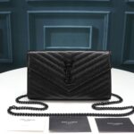 Saint Laurent Chain-strap YSL-plaque grained-leather wallet - 图片 2