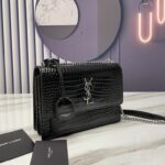 SUNSET MEDIUM CHAIN BAG IN CROCODILE-EMBOSSED SHINY LEATHER - 图片 4
