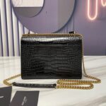 SUNSET MEDIUM CHAIN BAG IN CROCODILE-EMBOSSED SHINY LEATHER - 图片 4