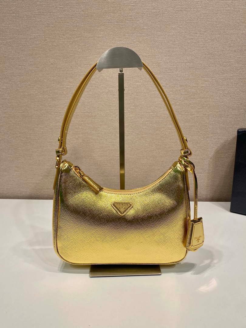 65324c862e25f.jpg Replica Prada 1BC204 Saffiano Leather Mini-Bag Gold - 图片 1