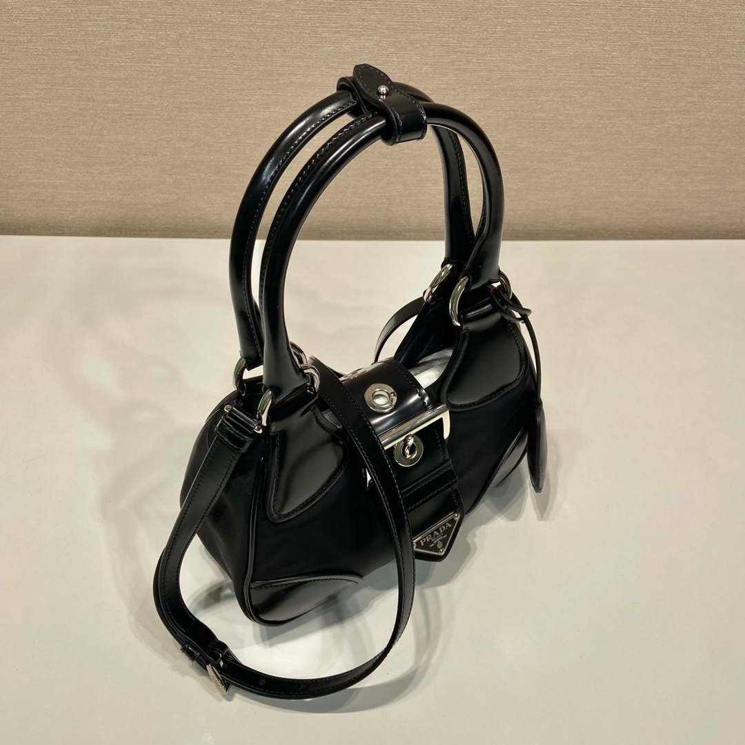 65324c9b00e75.jpg Replica Prada 1BA368 Prada Moon Re-Nylon and leather bag Black - 图片 1
