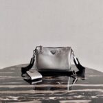 Replica Prada 2VH113 Saffiano Leather Shoulder Bag in Sliver Grey