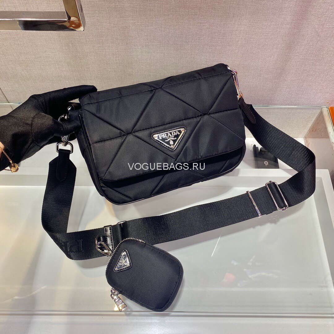 65324cea3b66c.jpg Replica Prada 1BD292 Prada Three In One Nylon Shoulder Bag Black - 图片 1