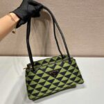 Replica Prada 1BA368 From The Runway Small embroidered fabric Prada Symbole bag Black Ivy Green
