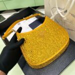Replica Prada 1BC169 Prada Cleo satin bag with appliqués Gold Yellow - 图片 2