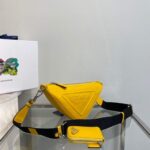 Replica Prada Leather Prada Triangle shoulder bag 1BH190 Yellow - 图片 2