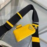 Replica Prada Leather Prada Triangle shoulder bag 1BH190 Yellow - 图片 7