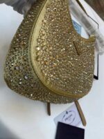 Replica Prada 1BC169 Prada Cleo satin bag with appliqués Gold - 图片 14