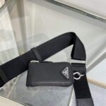 Replica Prada Leather Prada Triangle shoulder bag 1BH190 Black - 图片 8