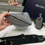 Replica Prada 1NE190 Crystal-studded satin pouch Black - 图片 2
