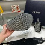 Replica Prada 1NE190 Crystal-studded satin pouch Black - 图片 3