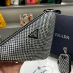 Replica Prada 1NE190 Crystal-studded satin pouch Black - 图片 4