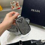 Replica Prada 1NE190 Crystal-studded satin pouch Black - 图片 5