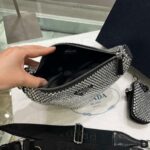 Replica Prada 1NE190 Crystal-studded satin pouch Black - 图片 6
