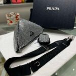 Replica Prada 1NE190 Crystal-studded satin pouch Black - 图片 7