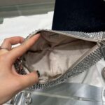 Replica Prada 1NE190 Crystal-studded satin pouch Gray - 图片 2