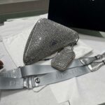 Replica Prada 1NE190 Crystal-studded satin pouch Gray - 图片 3