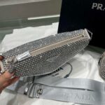 Replica Prada 1NE190 Crystal-studded satin pouch Gray - 图片 5