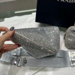 Replica Prada 1NE190 Crystal-studded satin pouch Gray - 图片 6