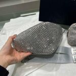 Replica Prada 1NE190 Crystal-studded satin pouch Gray - 图片 7