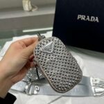 Replica Prada 1NE190 Crystal-studded satin pouch Gray - 图片 8
