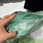 Replica Prada 1NE190 Crystal-studded satin pouch Green - 图片 6