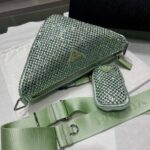 Replica Prada 1NE190 Crystal-studded satin pouch Green - 图片 7
