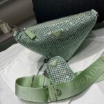 Replica Prada 1NE190 Crystal-studded satin pouch Green - 图片 8