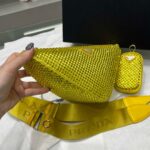 Replica Prada 1NE190 Crystal-studded satin pouch Yellow - 图片 2