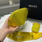 Replica Prada 1NE190 Crystal-studded satin pouch Yellow - 图片 3