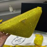 Replica Prada 1NE190 Crystal-studded satin pouch Yellow - 图片 4
