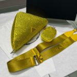 Replica Prada 1NE190 Crystal-studded satin pouch Yellow - 图片 7