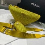 Replica Prada 1NE190 Crystal-studded satin pouch Yellow - 图片 8