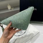 Replica Prada 1NE039 Crystal-studded satin pouch Green - 图片 5