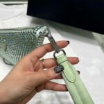 Replica Prada 1NE039 Crystal-studded satin pouch Green - 图片 6