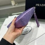 Replica Prada 1NE039 Crystal-studded satin pouch Purple - 图片 4