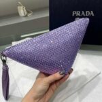 Replica Prada 1NE039 Crystal-studded satin pouch Purple - 图片 5