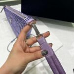 Replica Prada 1NE039 Crystal-studded satin pouch Purple - 图片 6