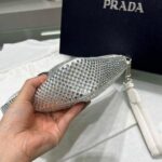 Replica Prada 1NE039 Crystal-studded satin pouch White - 图片 4