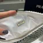 Replica Prada 1NE039 Crystal-studded satin pouch White - 图片 8