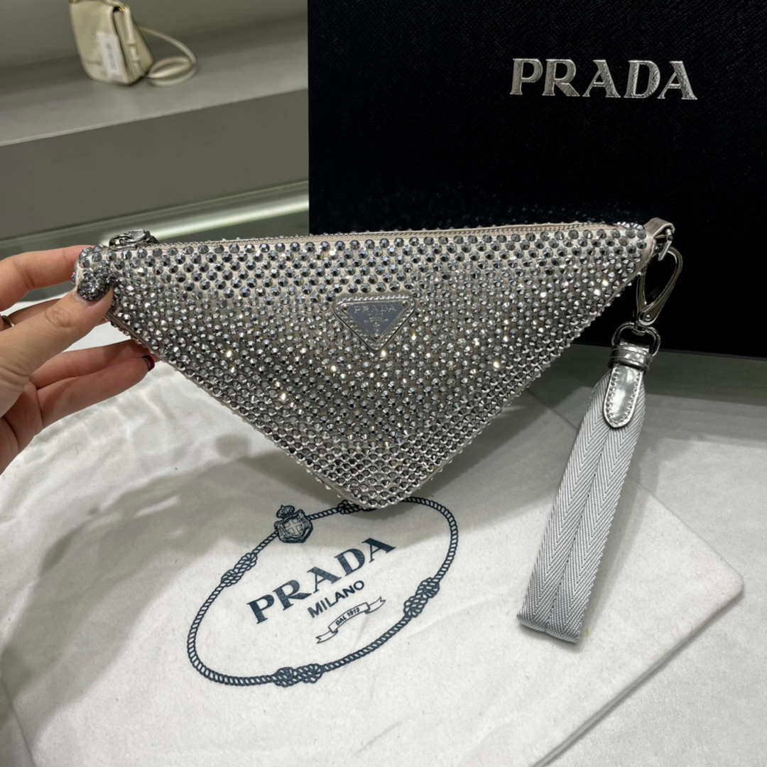 65324de542b37.jpg Replica Prada 1NE039 Crystal-studded satin pouch Gray - 图片 1