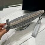 Replica Prada 1NE039 Crystal-studded satin pouch Gray - 图片 2