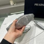 Replica Prada 1NE039 Crystal-studded satin pouch Gray - 图片 4