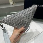 Replica Prada 1NE039 Crystal-studded satin pouch Gray - 图片 5