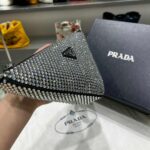 Replica Prada 1NE039 Crystal-studded satin pouch Black - 图片 5
