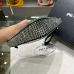 Replica Prada 1NE039 Crystal-studded satin pouch Black - 图片 6