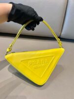 Replica Prada 1NQ043 Triangle leather pouch Yellow - 图片 3